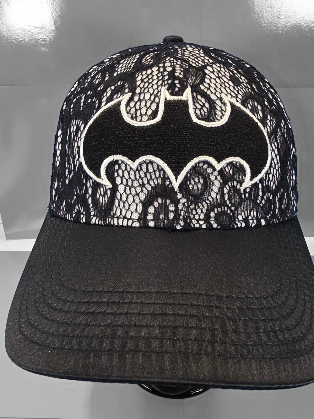 Batman Lace Baseball Cap Hat Black White Adjustable DC Comics Gothic Emo